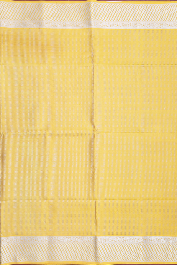 Soft Silk Saree In Yellow With Stripes Design