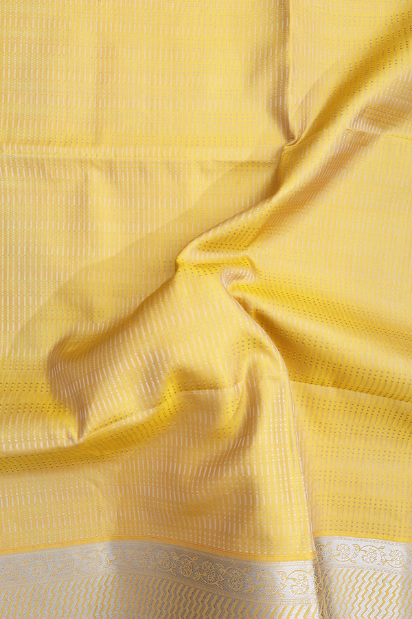Soft Silk Saree In Yellow With Stripes Design