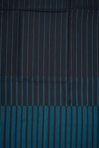 Striped Design Black Soft Silk Saree