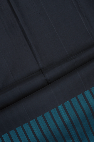 Striped Design Black Soft Silk Saree