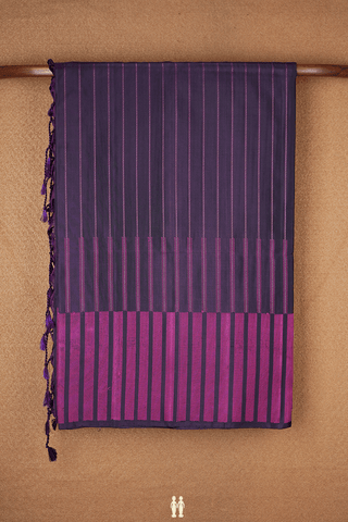 Striped Threadwork Design Deep Purple Soft Silk Saree