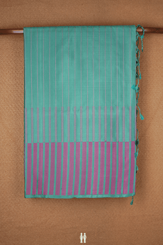 Striped Threadwork Design Green Soft Silk Saree