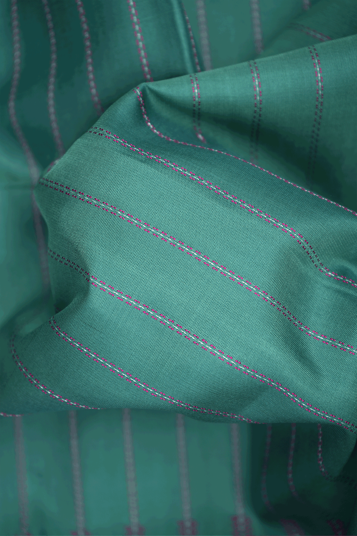 Striped Threadwork Design Green Soft Silk Saree
