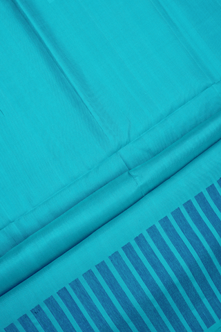 Striped Threadwork Design Peacock Blue Soft Silk Saree