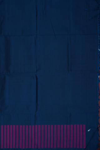 Striped Threadwork Design Prussian Blue Soft Silk Saree