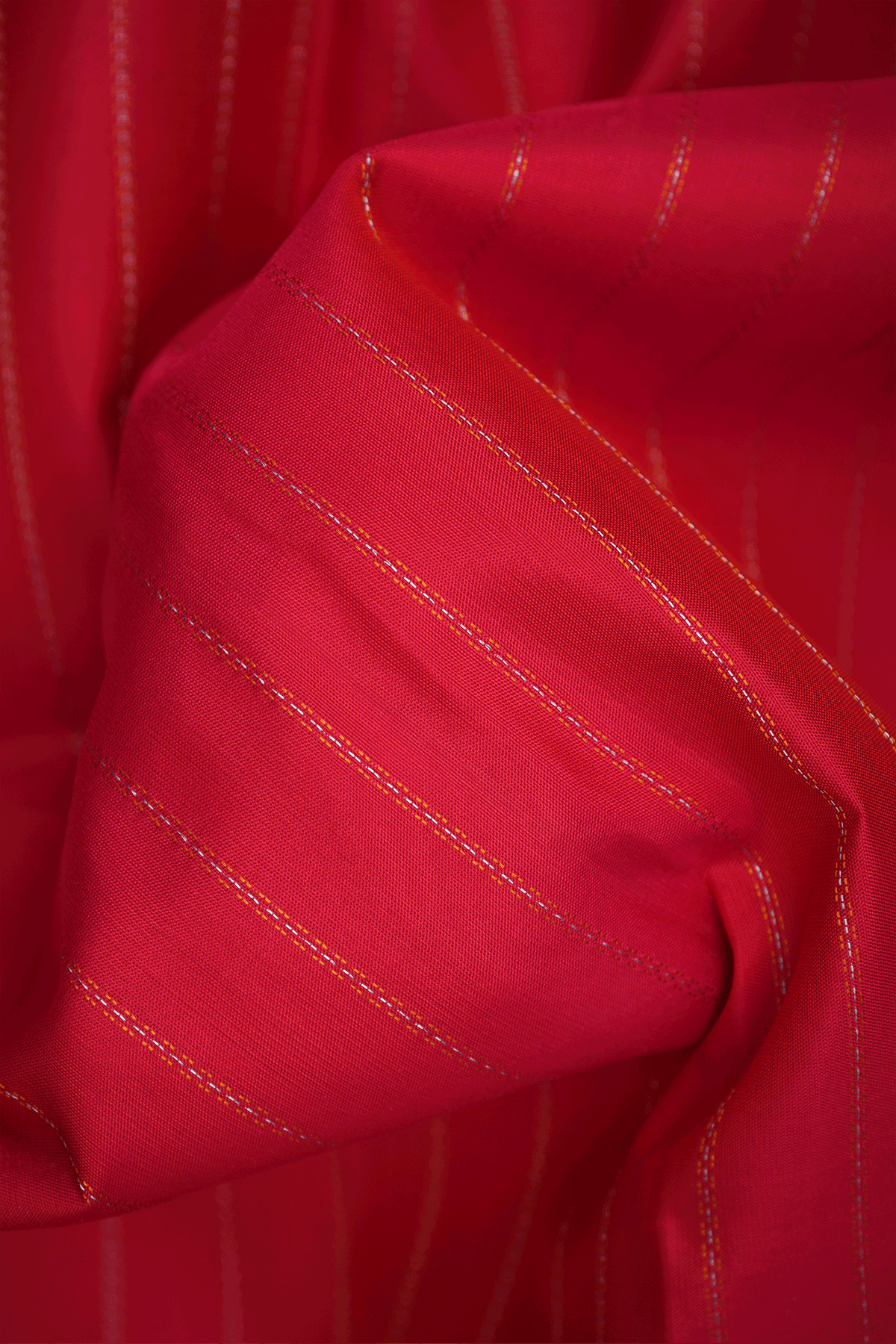 Striped Threadwork Design Ruby Red Soft Silk Saree