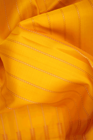 Striped Threadwork Design Yellow Soft Silk Saree
