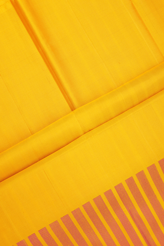 Striped Threadwork Design Yellow Soft Silk Saree