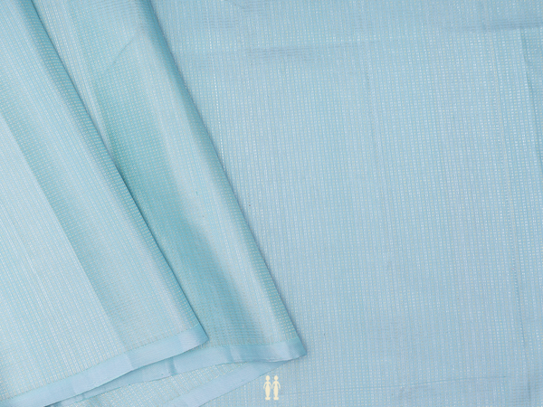 Stripes Design Turkish Blue Kanchipuram Silk Blouse Material