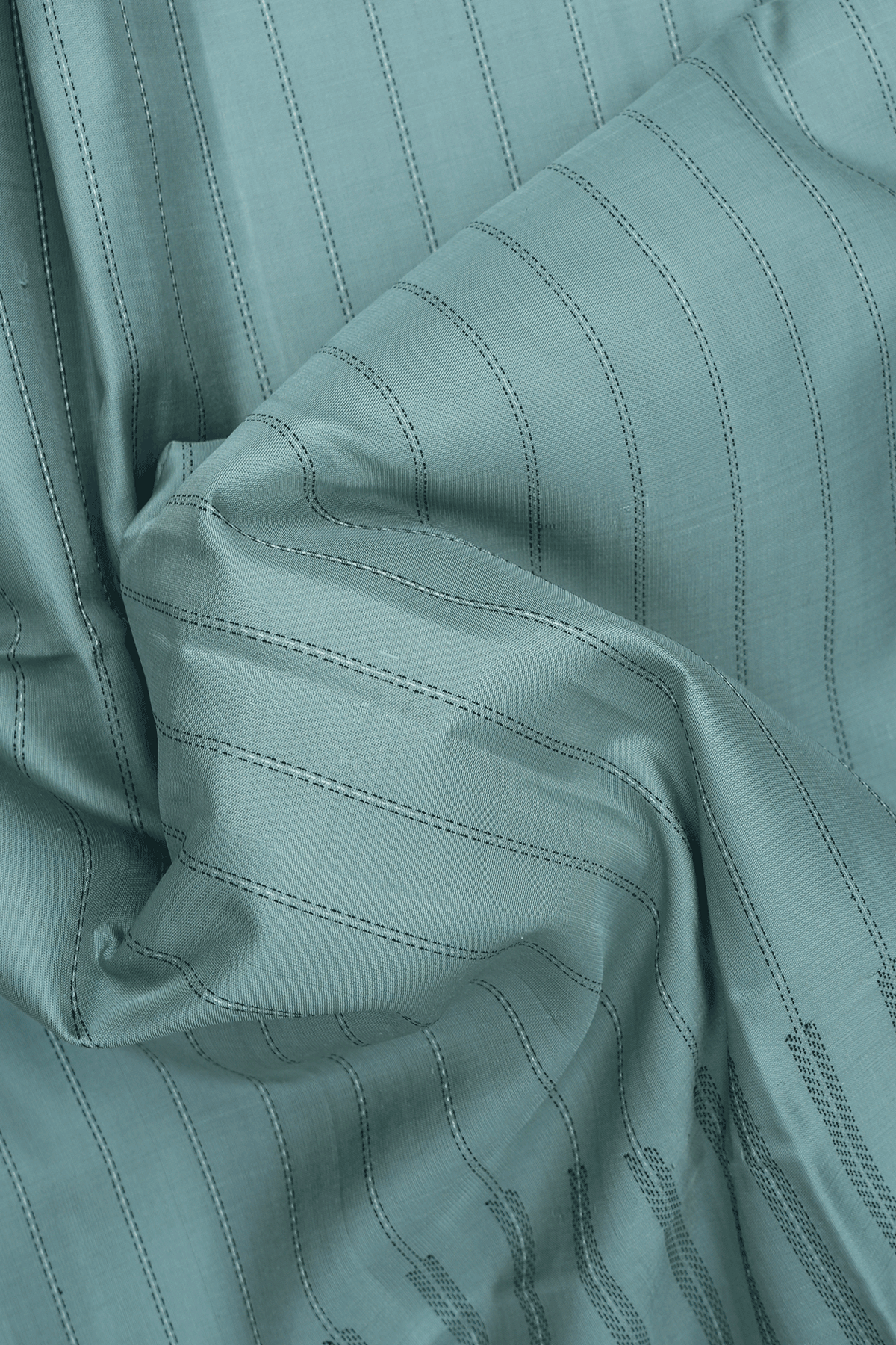 Stripes Threadwork Design Dusty Green Soft Silk Saree