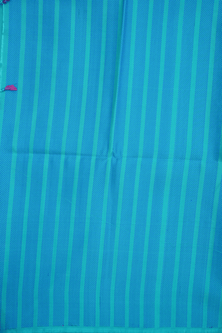 Stripes Threadwork Design Greenish Blue Soft Silk Saree