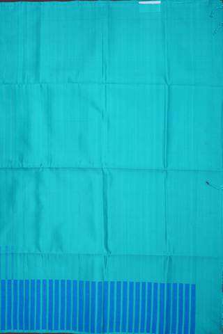 Stripes Threadwork Design Greenish Blue Soft Silk Saree
