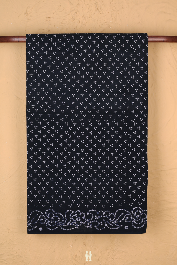 Sungudi Cotton Saree In Black With Dots Printed Design