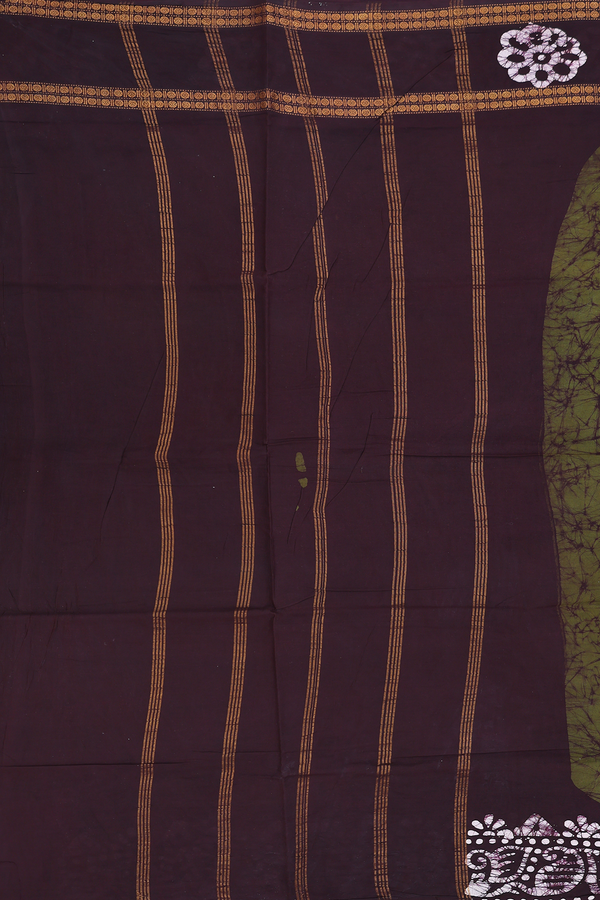 Sungudi Cotton Saree In Green With Printed Design