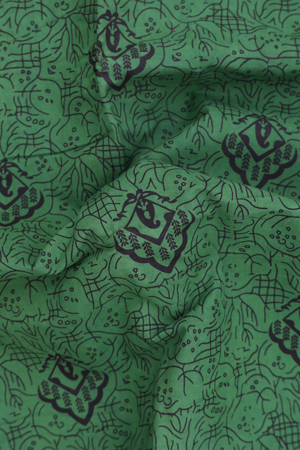 Sungudi Cotton Saree In Green With Printed Design