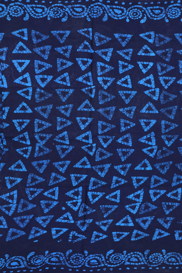 Sungudi Cotton Saree In Navy Blue With Printed Design