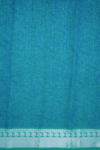 Threadwork Design Greenish Blue Kanchipuram Silk Saree