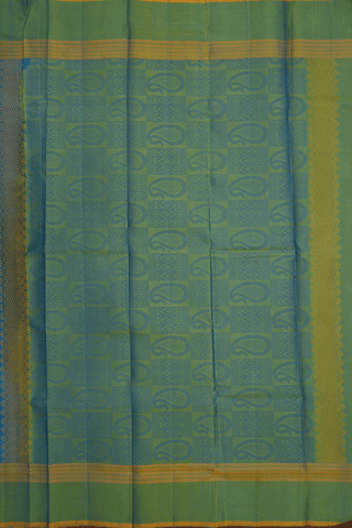 Threadwork Motifs Teal Blue Kanchipuram Silk Saree