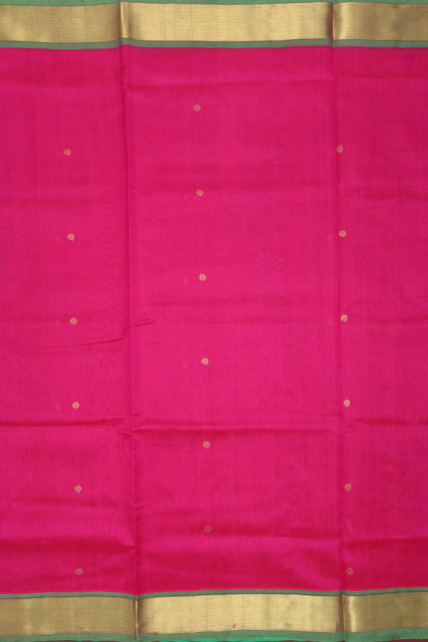 Traditional Silk Cotton Saree In Magenta With Rudraksh Buttas