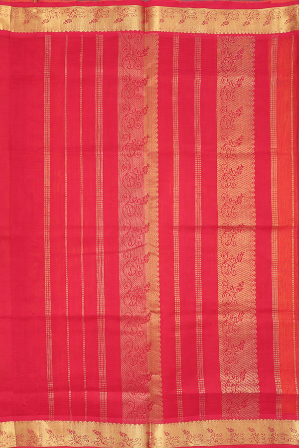 Traditional Silk Cotton Saree Royal Orange With Rudraksh Buttas