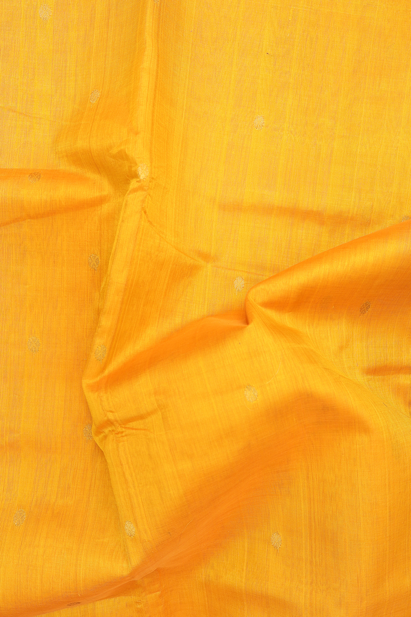 Traditional Silk Cotton Saree Royal Orange With Rudraksh Buttas