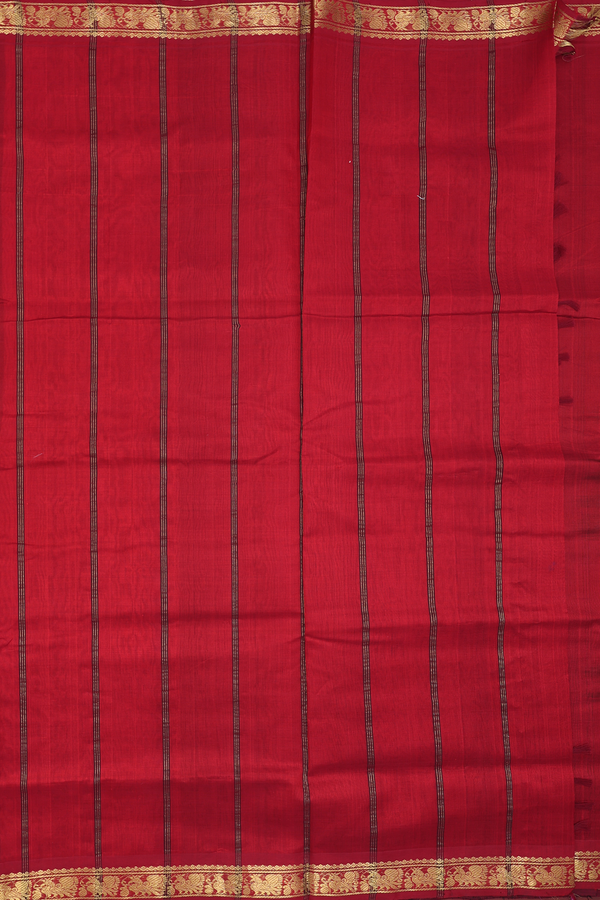 Traditional Silk Cotton Saree In Black With Contrast Border