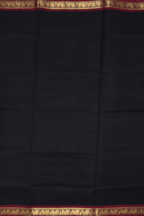 Traditional Silk Cotton Saree In Black With Contrast Border