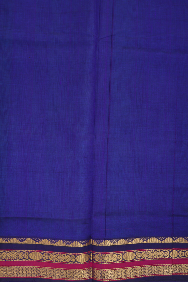 Traditional Silk Cotton Saree In Blue With Zari Border