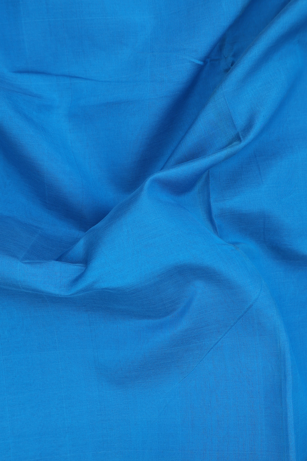 Traditional Silk Cotton Saree In Blue With Zari Border