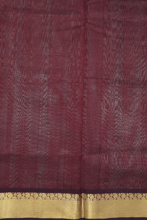 Traditional Silk Cotton Saree In Brown With Paisley Buttas