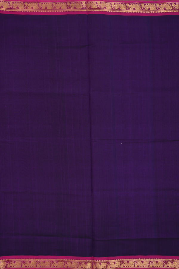Traditional Silk Cotton Saree In Deep Purple With Zari Border