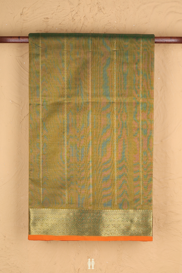 Traditional Silk Cotton Saree In Green With Neli Design