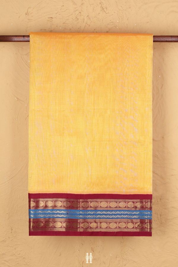Traditional Silk Cotton Saree In Orange With Contrast Border