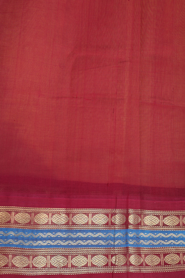 Traditional Silk Cotton Saree In Orange With Contrast Border