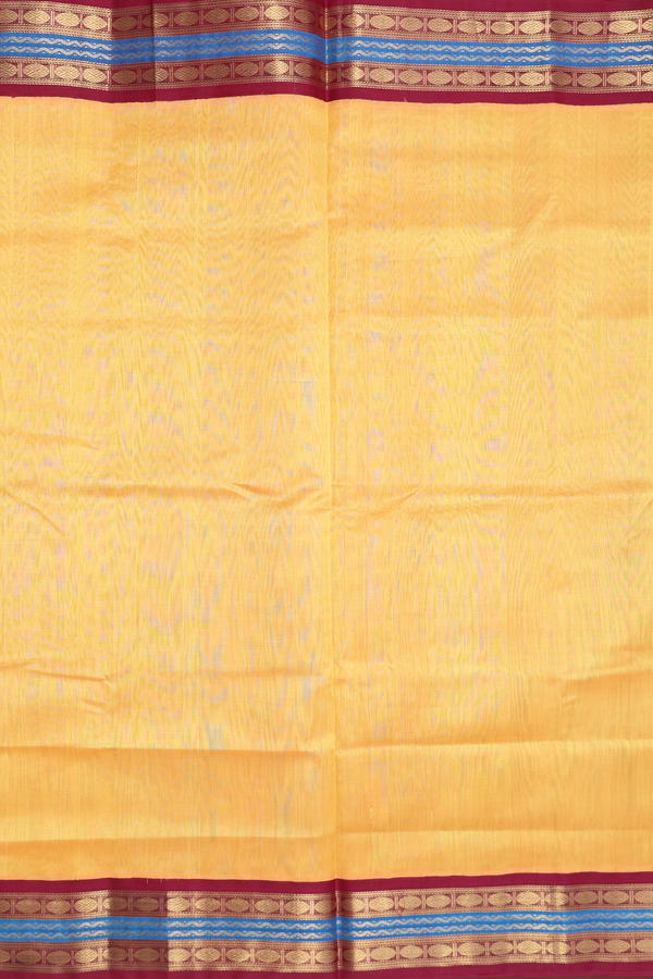 Traditional Silk Cotton Saree In Orange With Contrast Border