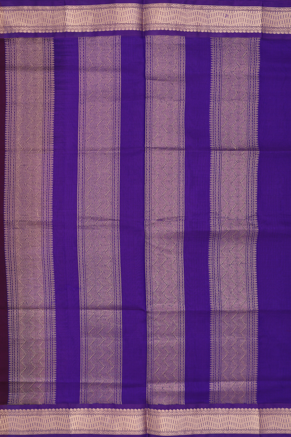 Traditional Silk Cotton Saree In Plum Brown With Zari Buttas