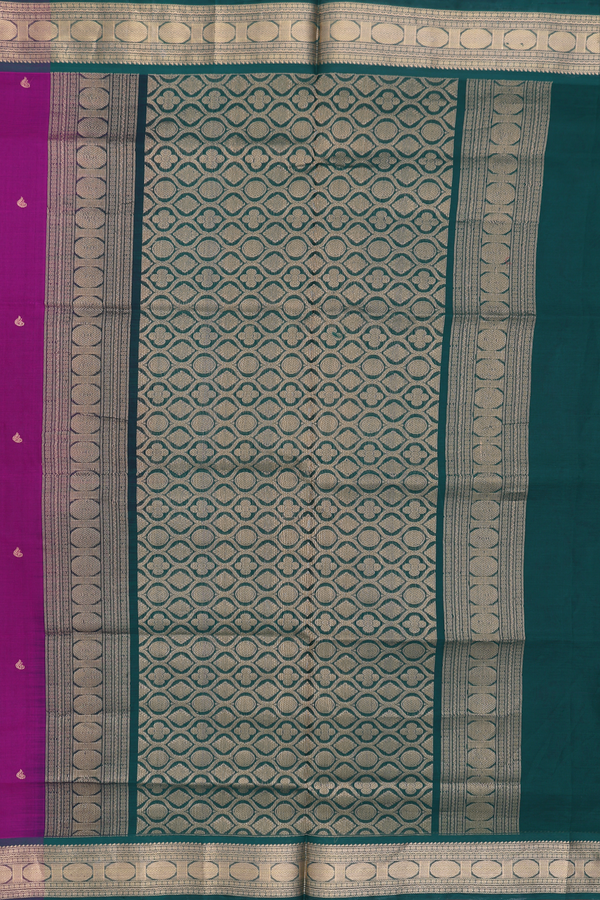 Traditional Silk Cotton Saree In Purple Rose With Zari Buttas