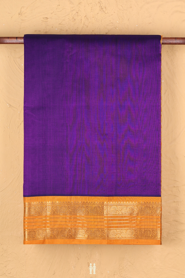 Traditional Silk Cotton Saree In Purple With Contrast Border