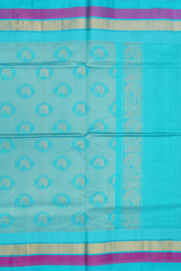 Traditional Silk Cotton Saree In Purple With Printed Design