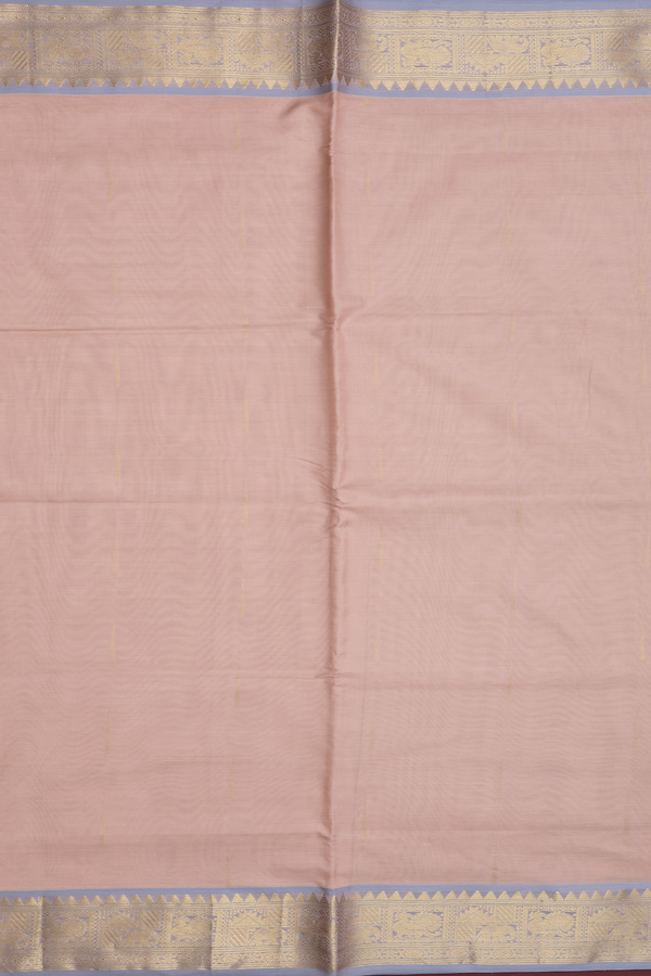 Silk Cotton Saree In Tan Brown With Malli Moggu Buttas