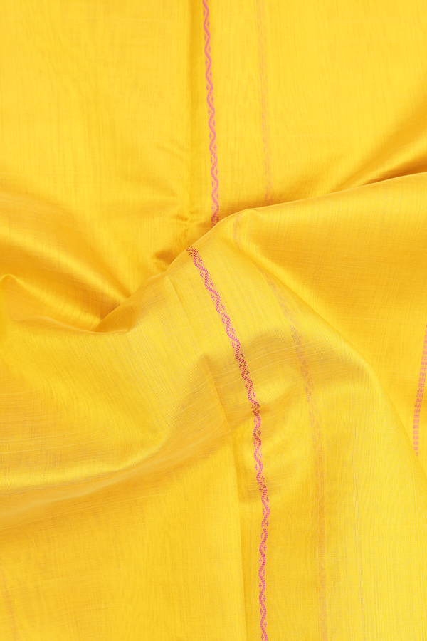 Traditional Silk Cotton Saree In Yellow With Neli Design