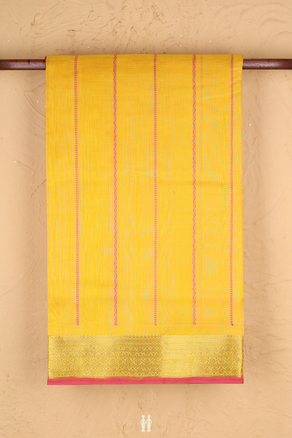 Traditional Silk Cotton Saree In Yellow With Neli Design