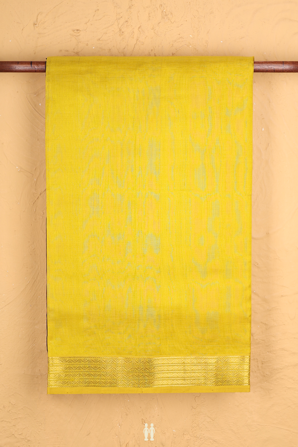 Traditional Silk Cotton Saree In Yellow With Zari Border