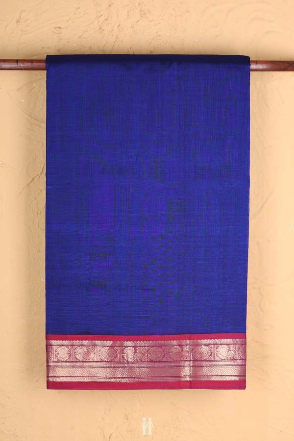 Traditional Silk Cotton Saree Royal Blue With Contrast Border