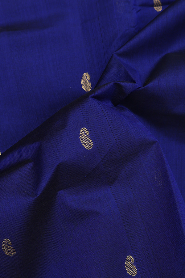 Traditional Silk Cotton Saree Royal Blue With Paisley Buttas