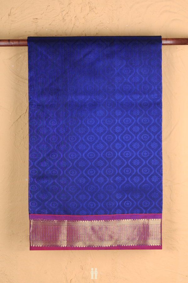 Traditional Silk Cotton Saree Royal Blue With Scallop Design