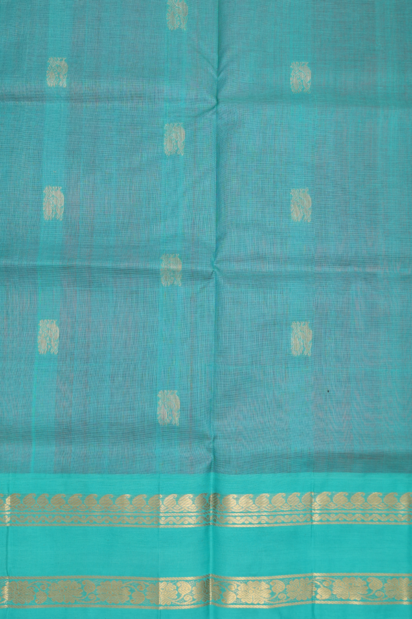 Traditional Silk Cotton Saree Scarlet Red With Peacock Buttas