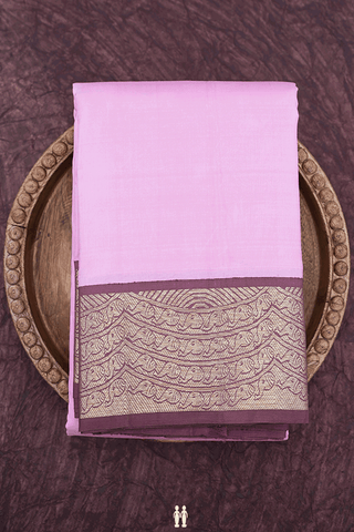 Traditional Zari Border Plain Pink Kanchipuram Silk Saree
