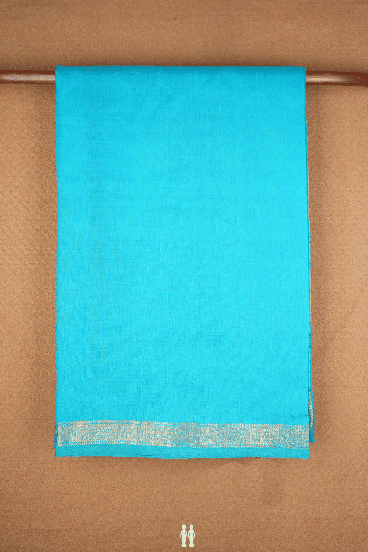 Traditional Zari Border Plain Sky Blue Silk Cotton Saree