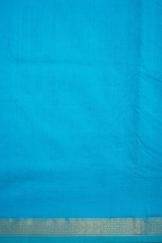 Traditional Zari Border Plain Sky Blue Silk Cotton Saree